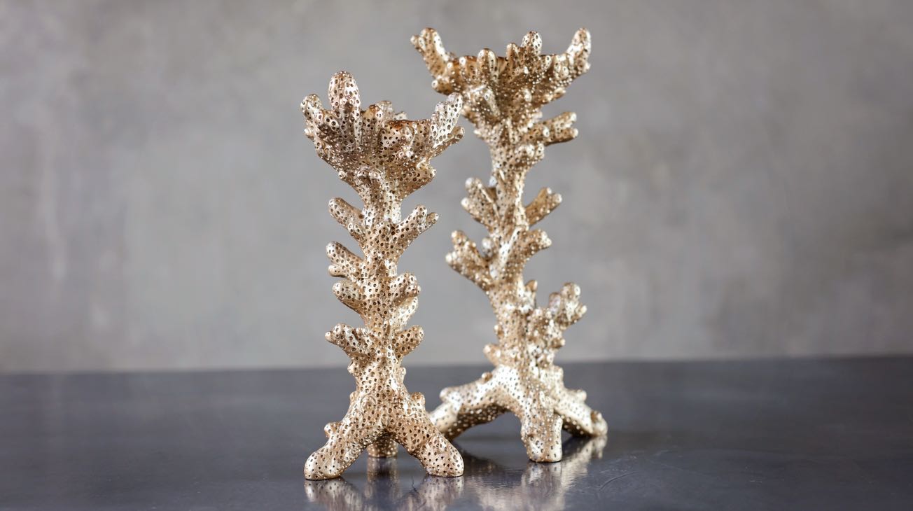 Hire Gold Coral Candle Sticks Luxury Decor